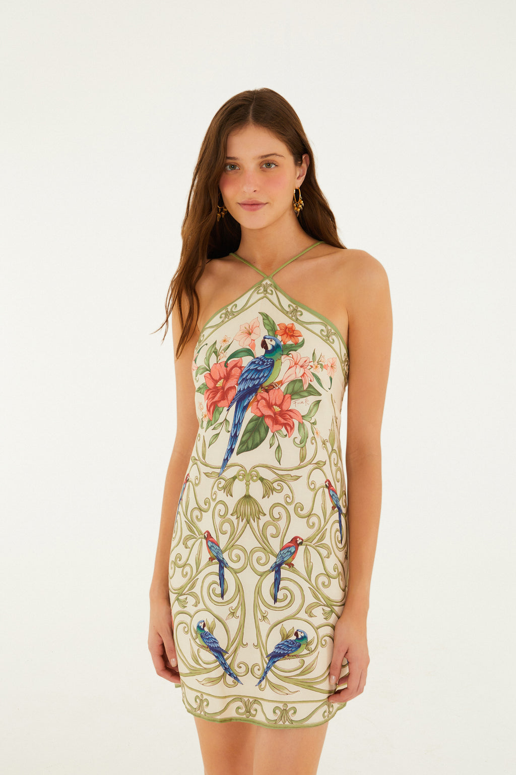 Vestido Corto Estampado Arabesco Tropical