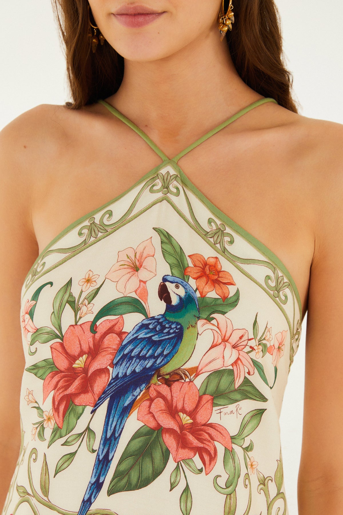 Vestido Corto Estampado Arabesco Tropical