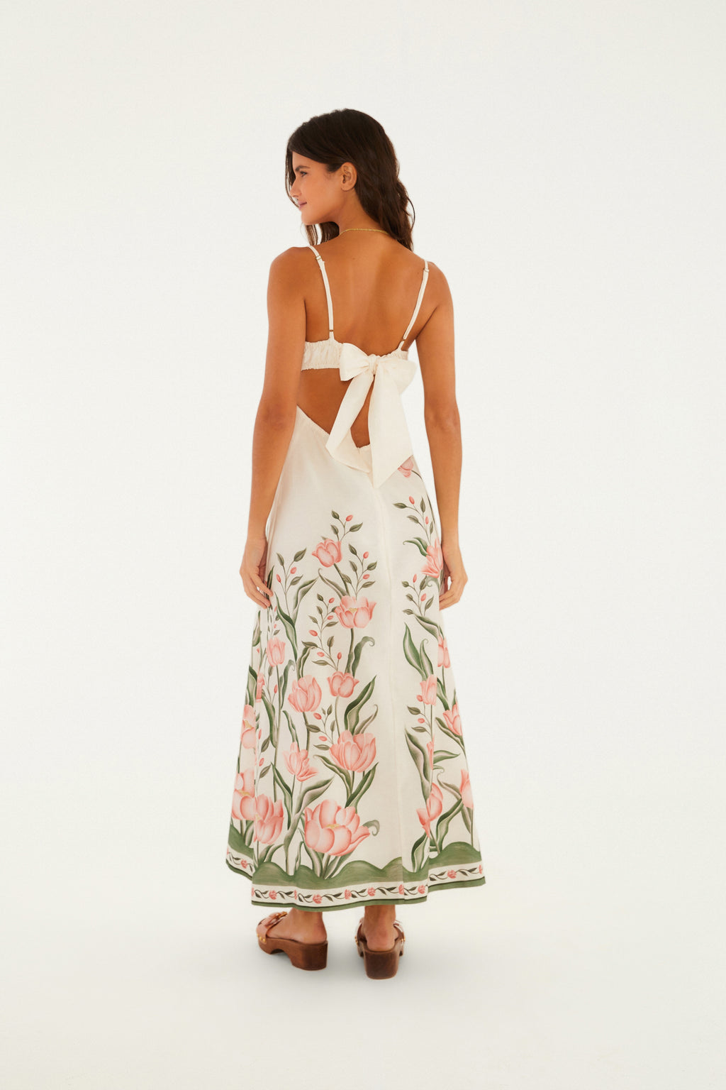 Vestido Largo Tirante Estampado Sonho De Tulipas