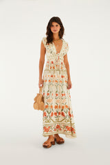 Vestido Midi Estampado Recanto De Flor