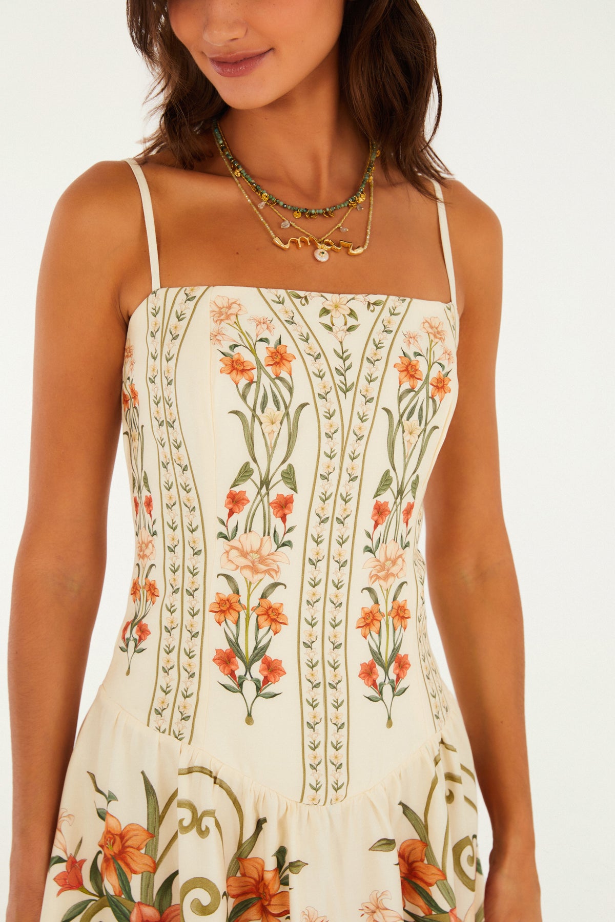 Vestido Corto Tirante Estampado Recanto De Flor
