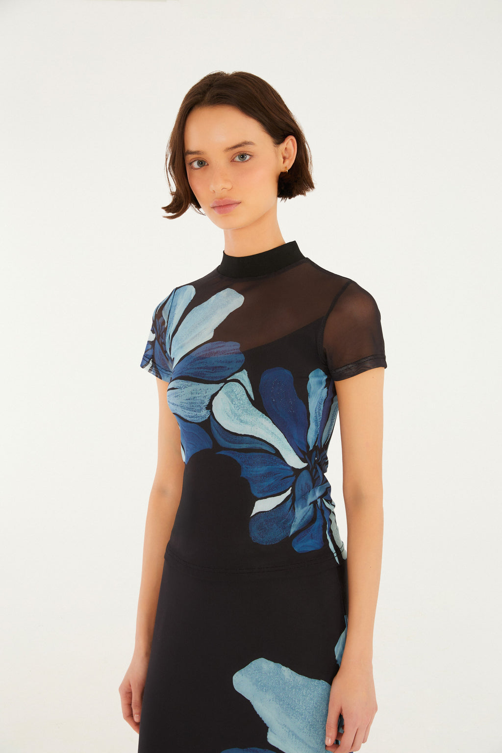 Blusa Tul Estampada Jardim De Amora