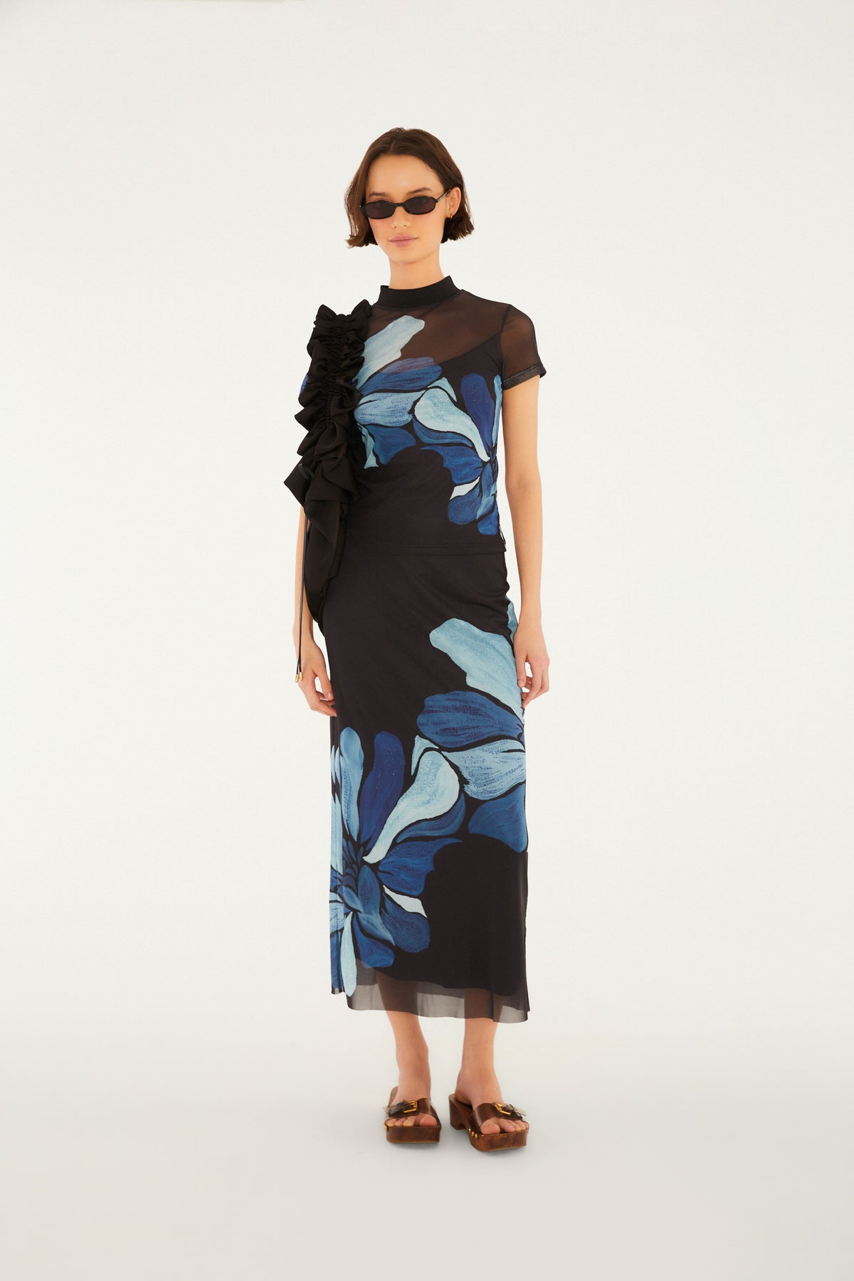 Blusa Tul Estampada Jardim De Amora
