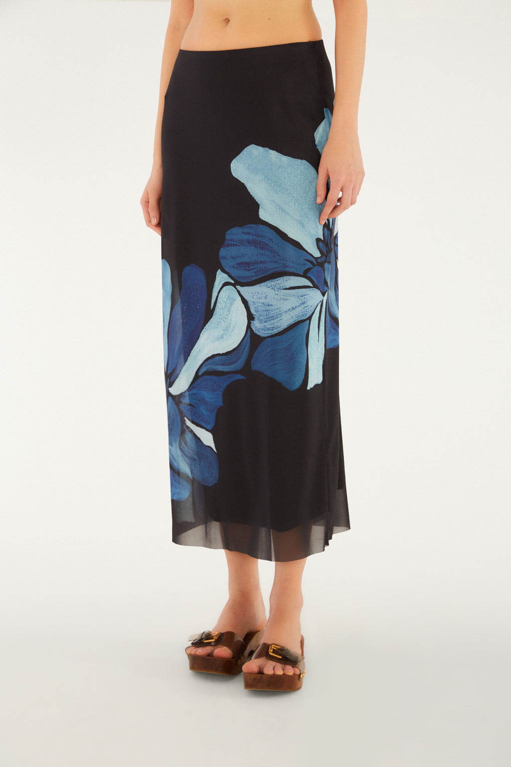 Falda Midi Tul Estampada Jardim De Amora