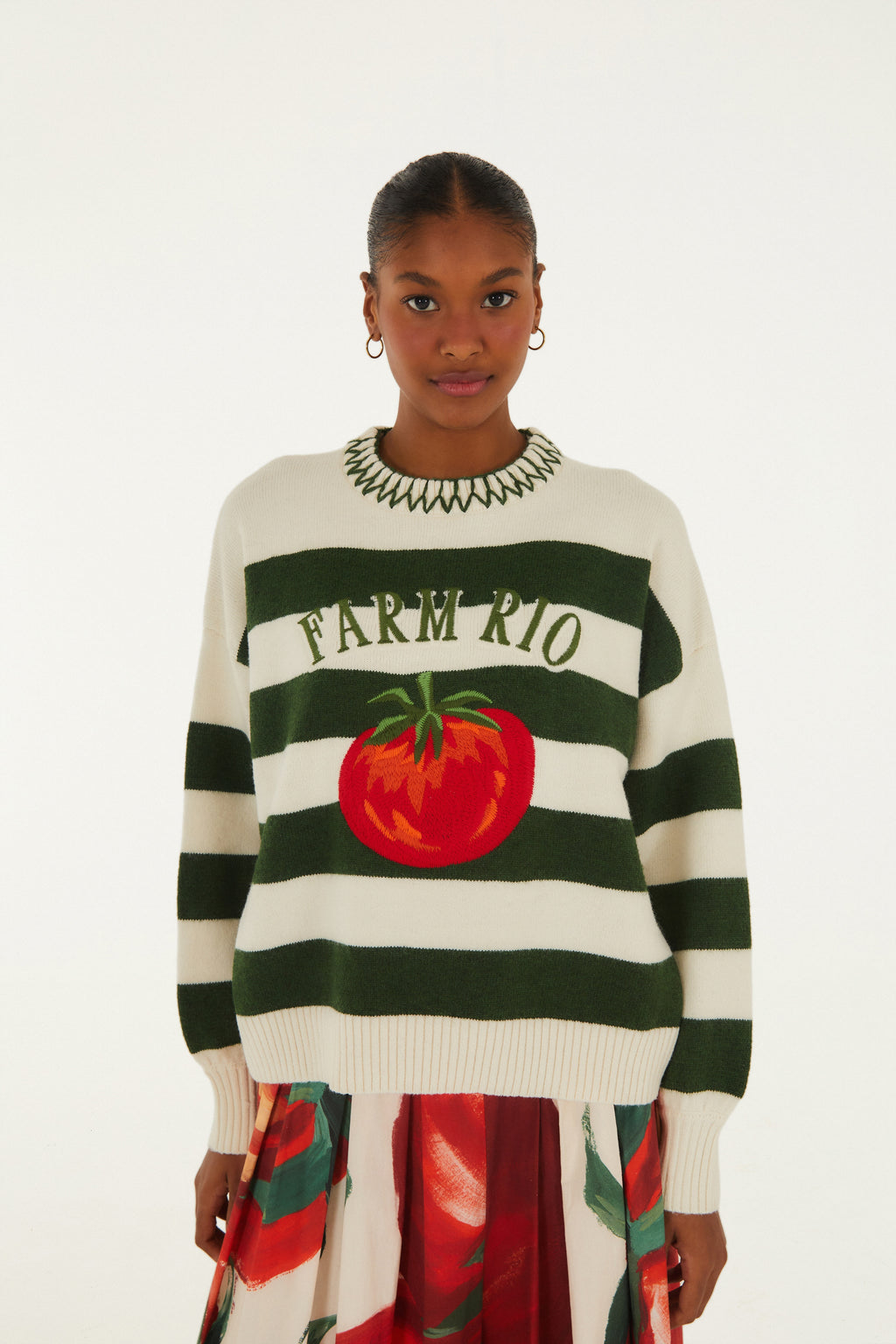 Saco Tejido Rayas Tomate