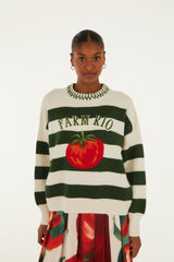 Saco Tejido Rayas Tomate