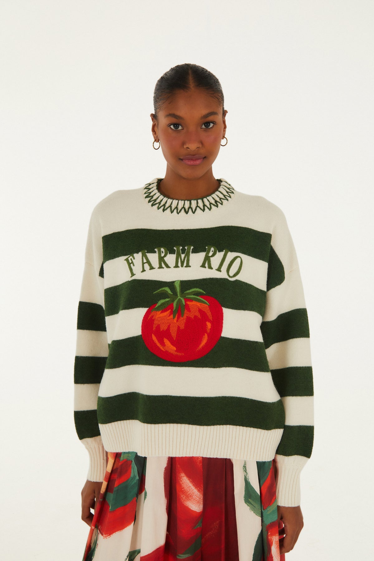 Saco Tejido Rayas Tomate