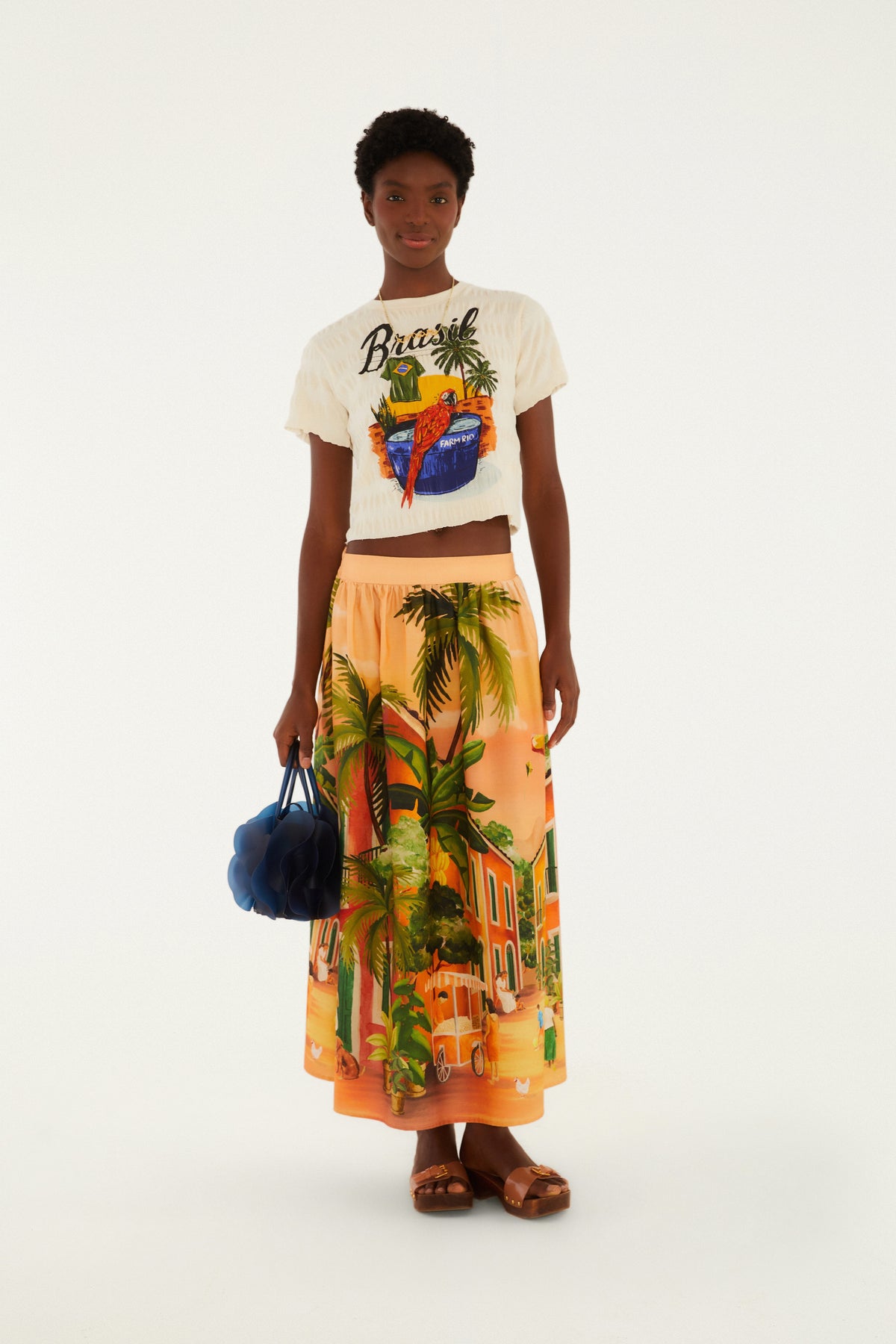 Falda Cropped Estampada Vila Rio