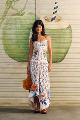 Vestido Puntas Estampado Feira De Legumes