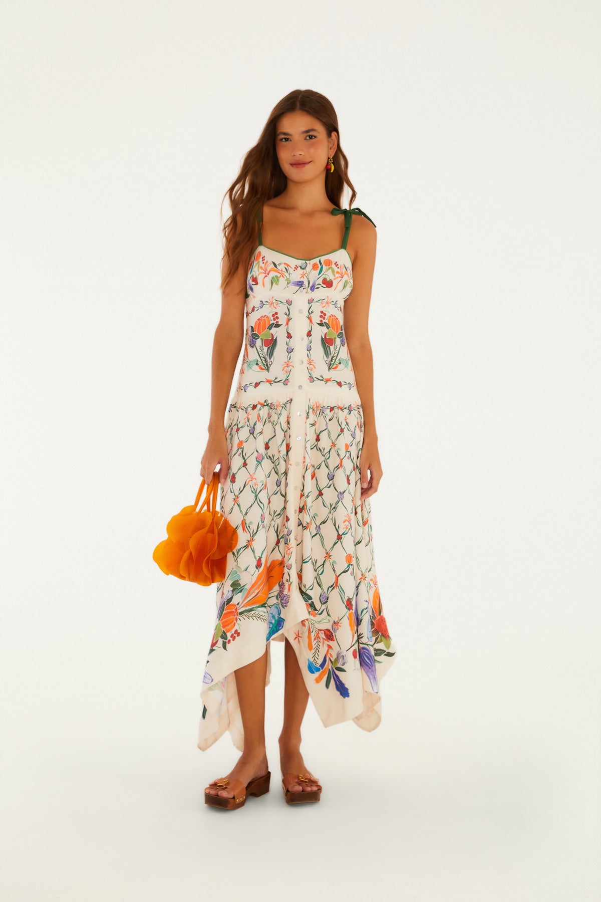 Vestido Puntas Estampado Feira De Legumes
