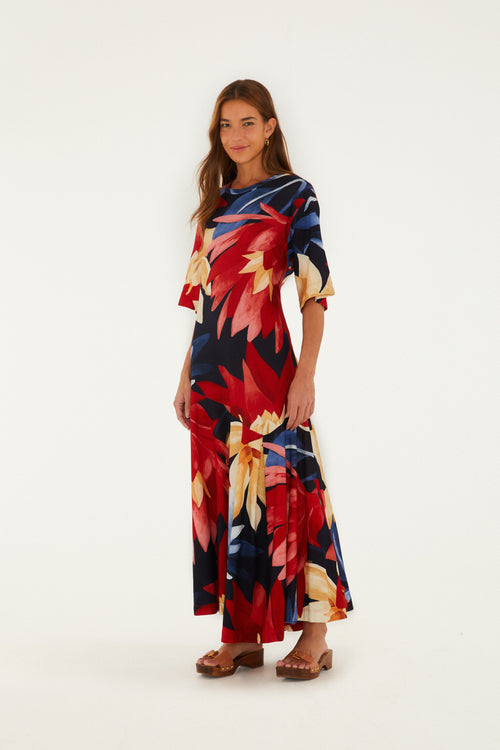 Vestido Cropped Estampado Chita Pintada