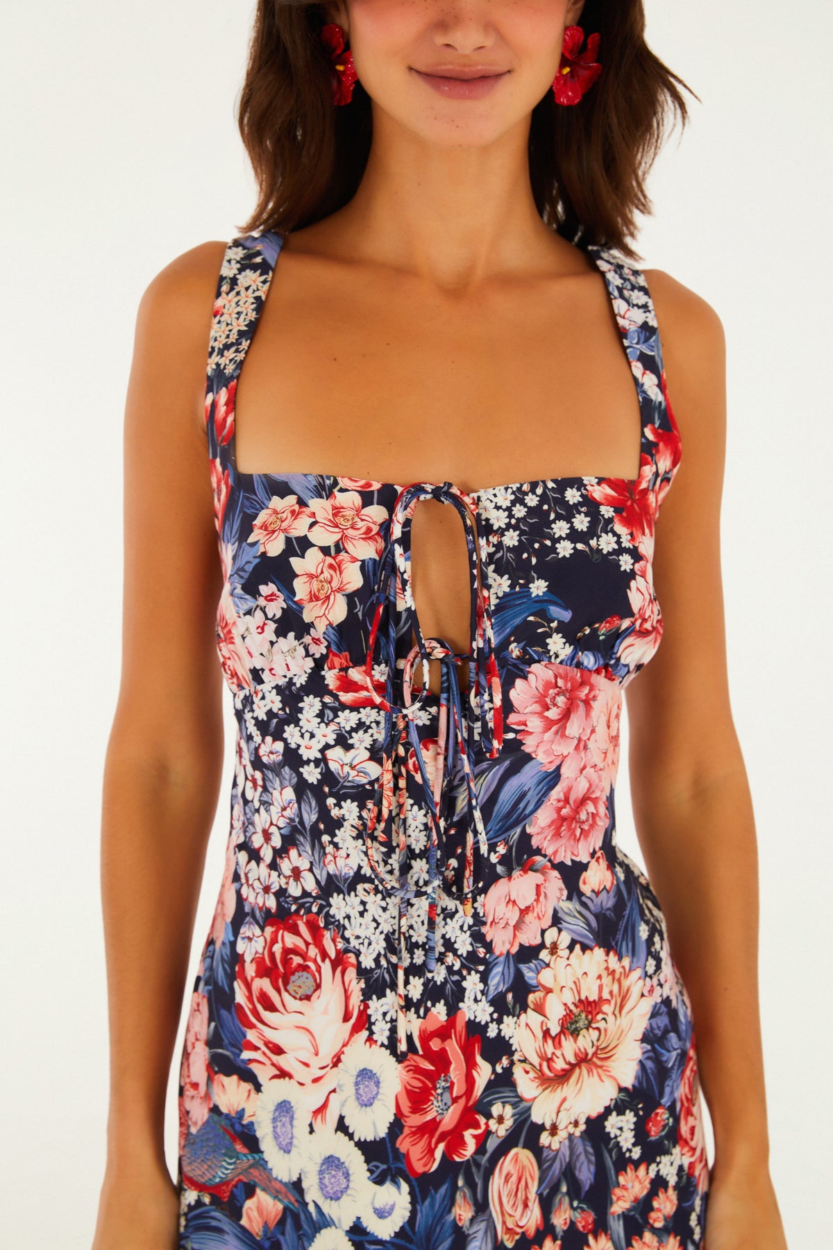 Vestido Recto Estampado Canteiro De Passarinhos