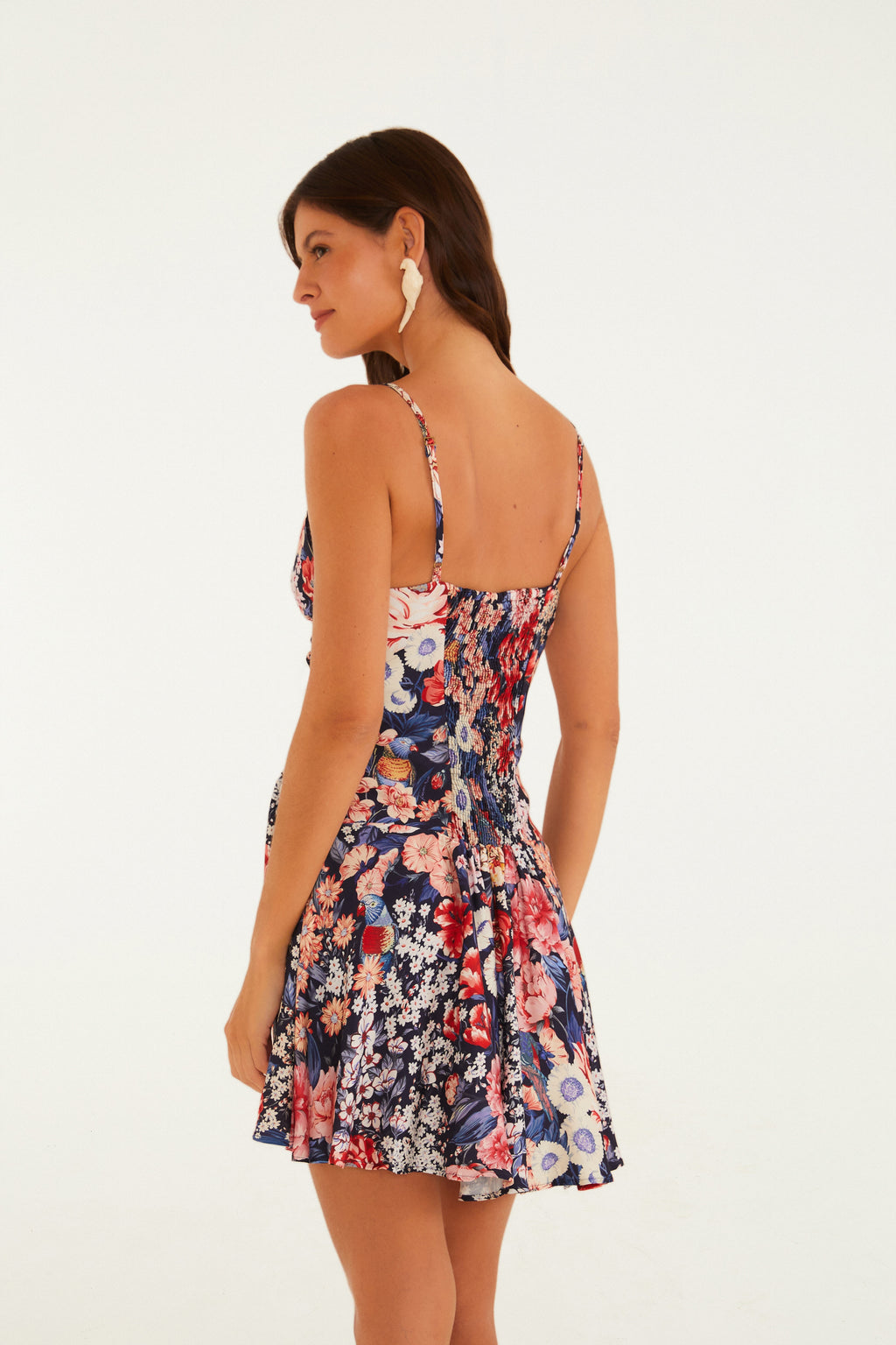 Vestido Corto Estampado Canteiro De Passarinhos