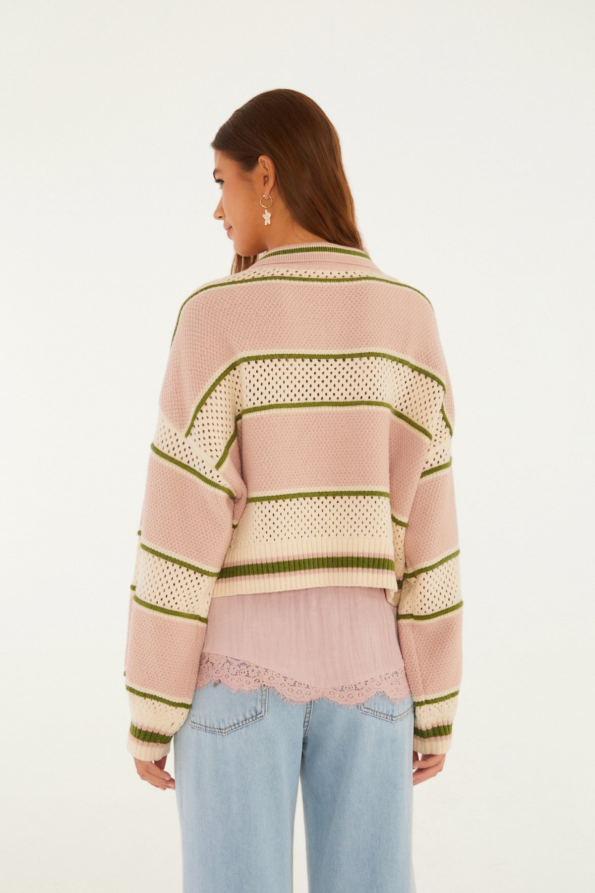 Saco Cropped Tejido Rayas