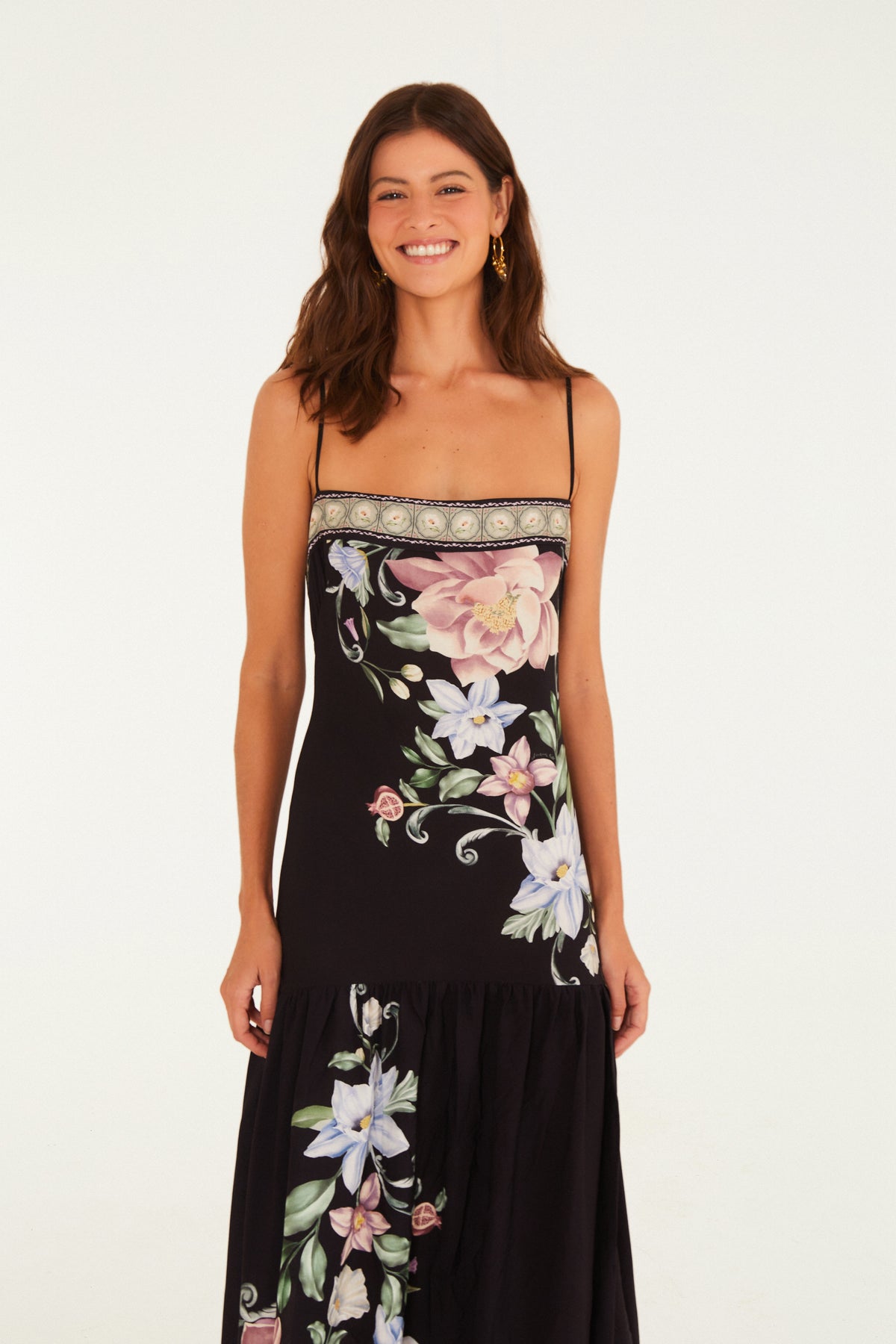 Vestido Tirantes Estampado Flor De Outono