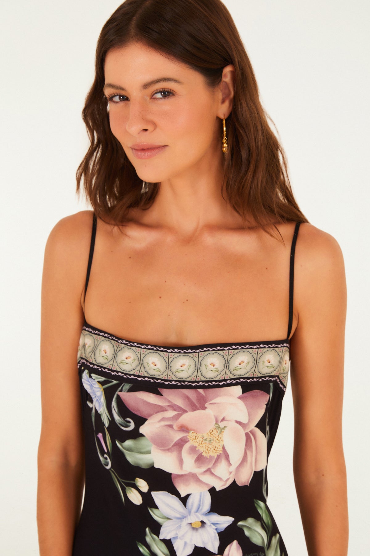 Vestido Tirantes Estampado Flor De Outono
