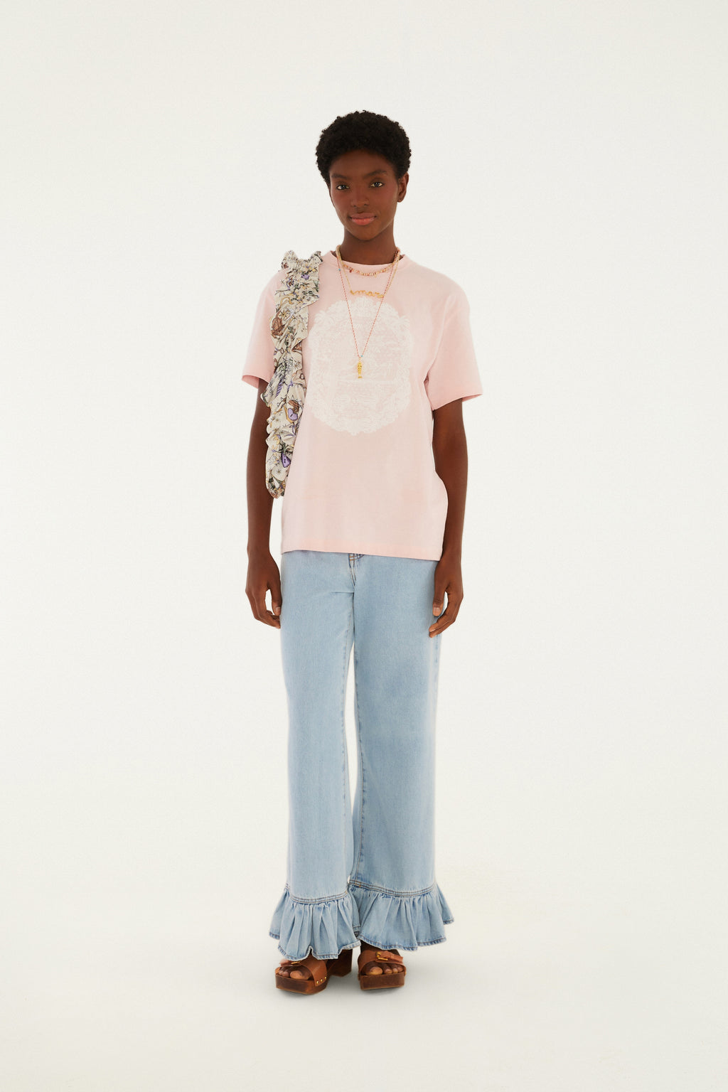 Camiseta Media Rio De Renda Rosa