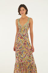 Vestido Largo Tirante Estampado Brisa De Flor