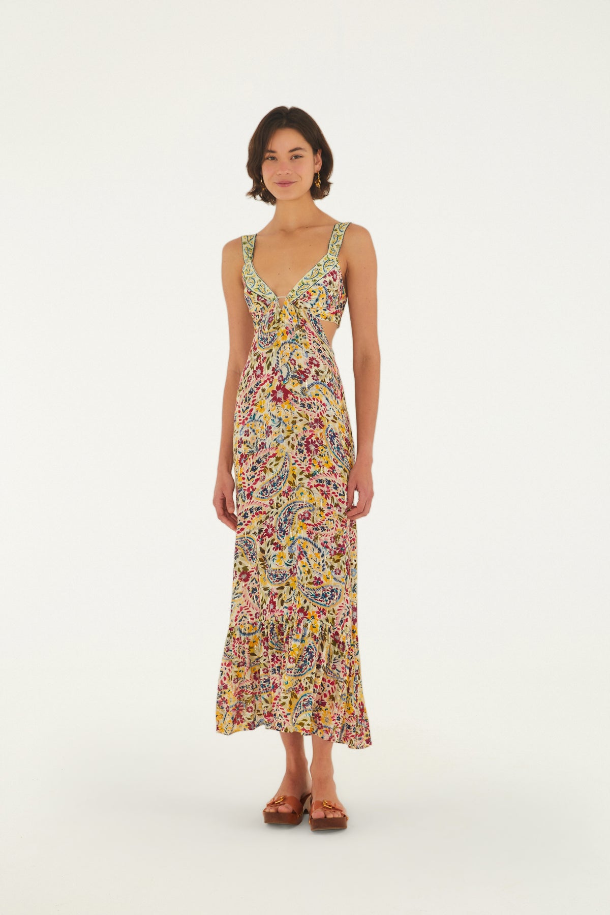 Vestido Largo Tirante Estampado Brisa De Flor